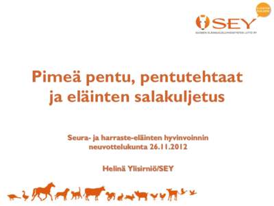 Pimeä pentu, pentutehtaat ja eläinten salakuljetus Seura- ja harraste-eläinten hyvinvoinnin neuvottelukuntaHelinä Ylisirniö/SEY