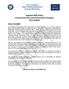 City of Anaheim Public Utilities Department Anaheim RPS Policy Version: 3 Page 1 of 18