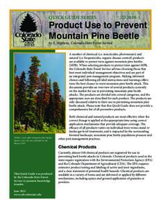 QUICK GUIDE SERIES		  ID[removed]Product Use to Prevent Mountain Pine Beetle