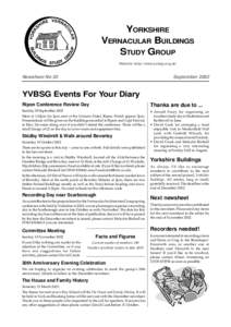 YORKSHIRE VERNACULAR BUILDINGS STUDY GROUP Website: http://www.yvbsg.org.uk/  September 2002