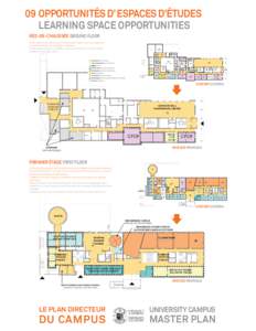 09 OPPORTUNITÉS D’ ESPACES D’ÉTUDES LEARNING SPACE OPPORTUNITIES REZ-DE-CHAUSSÉE GROUND FLOOR Créer une nouvelle entrée pour l’Université de Sudbury avec un espace de circulation intérieur lié aux étages s