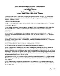 Cash Management Improvement Act Agreement between The State of Georgia and The Secretary of the Treasury, United States Department of the Treasury