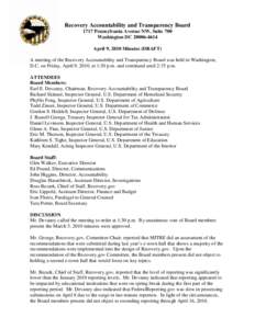 American Recovery and Reinvestment Act / Place of birth missing / Earl Devaney / Inspector General / Gordon S. Heddell / United States Department of the Interior / Joe Biden / Politics of the United States / United States / Recovery Accountability and Transparency Board / Government / Presidency of Barack Obama