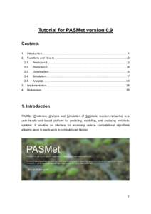 Tutorial for PASMet version 0.9 Contents 0B 1.
