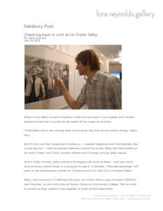    Salisbury Post Checking back in with artist Frank Selby By Katie Scarvey July 29, 2012