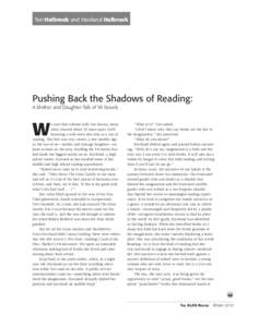 Pushing Back the Shadows of Reading: A Mother and Daughter Talk of YA Novels
