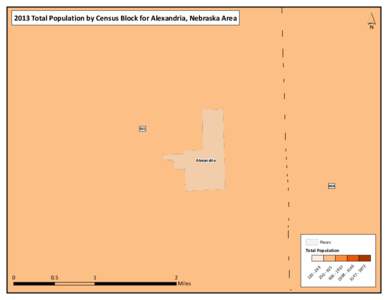 ´  2013 Total Population by Census Block for Alexandria, Nebraska Area 901
