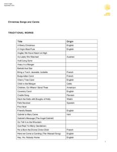 Version	
  Eight	
   September	
  2014	
      Christm as Songs and Carols