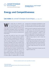 French Council of Economic Analysis  Dominique Bureaua, Lionel Fontagnéb and Philippe Martinc  Energy and Competitiveness