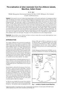 The eradication of alien mammals from five offshore islands, Mauritius, Indian Ocean B. D. Bell