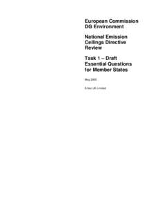 European Commission DG Environment National Emission Ceilings Directive Review Task 1 – Draft