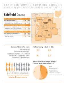 E A R LY C H I L D H O O D A D V I S O R Y C O U N C I L E A R LY L E A R N I N G A N D D E V E L O P M E N T C O U N T Y P R O F I L E Fairfield County Children with Special Needs - ODH and ODE TOTAL POPULATION UNDER AG