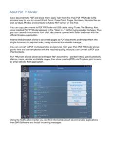 PDF PROvider for iPad Quick Start Guide