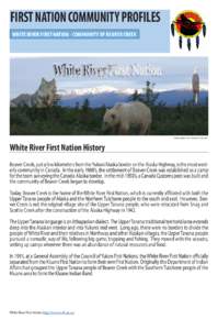 FIRST NATION COMMUNITY PROFILES WHITE RIVER FIRST NATION - COMMUNITY OF BEAVER CREEK COMPLIMENTS OF YTG PHOTO GALLERY  White River First Nation History