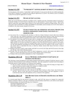 Mussel Buyer – Resident & Non-Resident Code of Alabama Section[removed]Section II – O . 3