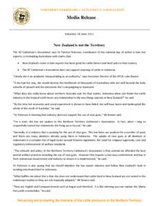 NORTHERN TERRITORY CATTLEMEN’S ASSOCIATION  Media Release Saturday 18 June 2011