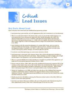 3  Critical Lead Issues Key Facts About Lead