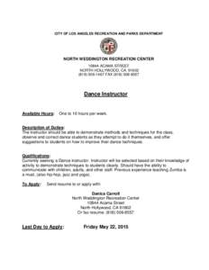 CITY OF LOS ANGELES RECREATION AND PARKS DEPARTMENT  NORTH WEDDINGTON RECREATION CENTERACAMA STREET NORTH HOLLYWOOD, CA-1467 FAX