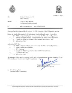 Professional Standards Branch October 21, 2010 Open Meeting Professional Standards Branch September 2010 Edmonton Police Service