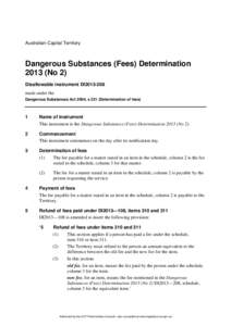 Australian Capital Territory  Dangerous Substances (Fees) Determination[removed]No 2) Disallowable instrument DI2013-208 made under the