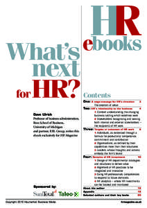 Dave Ulrich / HR Metric / Employee value proposition / Strategic management / Talent management / Executive development / Management / Human resource management / Organizational behavior