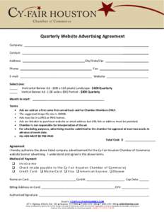 Quarterly Website Advertising Agreement Company: ________________  Contact: