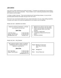 Microsoft Word - Tip Sheet - Job Cards