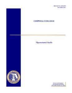 REPORT NO[removed]OCTOBER 2011 CHIPOLA COLLEGE  Operational Audit