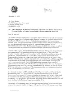 Letter from Mooney (GE) to Mitchell (Pittsfield Conservation Commission), December 22, 2010, Re: Notice Relating to the Registry of Properties Adjacent to East Branch of Housatonic River and Subject to Consent Decree for