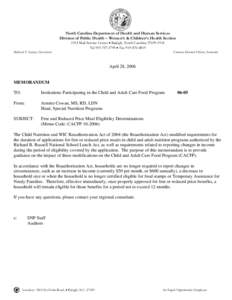 North Carolina Department of Health and Human Services Division of Public Health – Women’s & Children’s Health Section 1914 Mail Service Center • Raleigh, North Carolina[removed]Tel[removed] • Fax[removed]