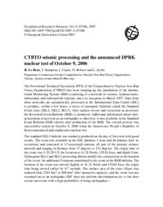 Comprehensive Nuclear-Test-Ban Treaty Organization Preparatory Commission / Comprehensive Nuclear-Test-Ban Treaty Organization / Infrasound / Indian Ocean earthquake and tsunami / Earthquake / Seismology / Comprehensive Nuclear-Test-Ban Treaty / International organizations / International relations