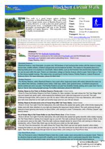 Blackbutt Circuit Walk This walk is a good longer option walking experience at Blackbutt Reserve. This walk visits the two larger picnic areas of Richley Reserve and Carnley Reserve, as well as the Lily pond and Rain For