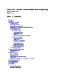 Javascript Session Establishment Protocol (JSEP) Justin Uberti ([removed]) Version 0.2