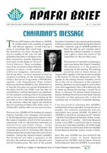 THE ASIA PACIFIC ASSOCIATION OF FORESTRY RESEARCH INSTITUTIONS  No. 11: June 2003 CHAIRMAN’S MESSAGE