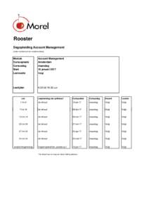 Rooster Dagopleiding Account Management (onder voorbehoud van roostermutaties) Module Cursusplaats