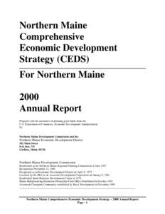 Northern Maine Comprehensive Economic Development Strategy (CEDS) For Northern Maine 2000