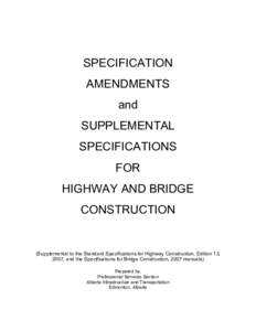 SPECIFICATION AMENDMENTS and SUPPLEMENTAL SPECIFICATIONS FOR