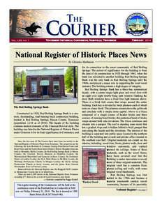 The  COURIER Vol. LXII, no. 1  Tennessee Historical Commission, Nashville, Tennessee