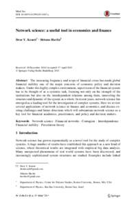 Mind Soc DOIs11299y Network science: a useful tool in economics and finance Dror Y. Kenett1 • Shlomo Havlin2