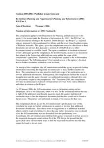 Decision D0012006 - Published in note form only Re Smithson Planning and Department for Planning and Infrastructure[removed]WAICmr 1 Date of Decision:  19 January 2006