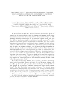 PHOTOELECTRICITY WITHIN CLASSICAL PHYSICS: FROM THE PHOTOCURRENTS OF EDMOND BECQUEREL TO THE FIRST MEASURE OF THE ELECTRON CHARGE