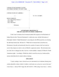 Case 1:14-cr[removed]KBF Document 75 Filed[removed]Page 1 of 8  UNITED STATES DISTRICT COURT SOUTHERN DISTRICT OF NEW YORK ---------------------------------x :