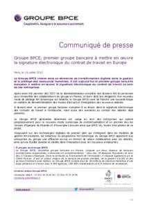 20151607_CP_Groupe BPCE signature electronique contrat de travail