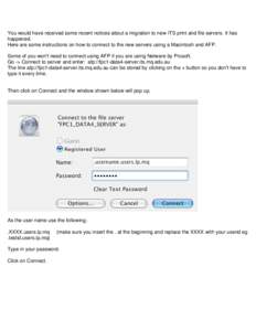 Subject: Instructions on How to Connect to New ITS Servers via AFP