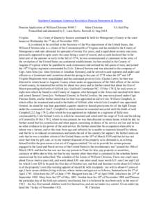 Southern Campaigns American Revolution Pension Statements & Rosters Pension Application of William Christian W4917 Mary Christian Transcribed and annotated by C. Leon Harris. Revised 22 Aug[removed]VA Half Pay