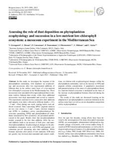 Biological oceanography / Biology / Cyanobacteria / Synechococcus / Photosynthetic picoplankton / Plankton / Primary production / Mineral dust / Phytoplankton / Planktology / Water / Aquatic ecology