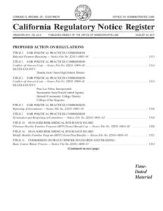 California Regulatory Notice Register 2011, Volume No. 33-Z