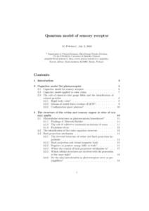 Quantum model of sensory receptor M. Pitk¨ anen1 , July 2, [removed]Department of Physical Sciences, High Energy Physics Division,