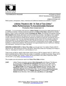 A Tale of Two Cities / Lifeline / Arts / Miss Pross / Charles Darnay / Lucie Manette / Madame Defarge / Alexandre Manette / Sydney Carton / Literature / Film / Lifeline Theatre