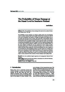 Silva Fennica[removed]research articles  The Probability of Moose Damage at the Stand Level in Southern Finland Anneli Jalkanen